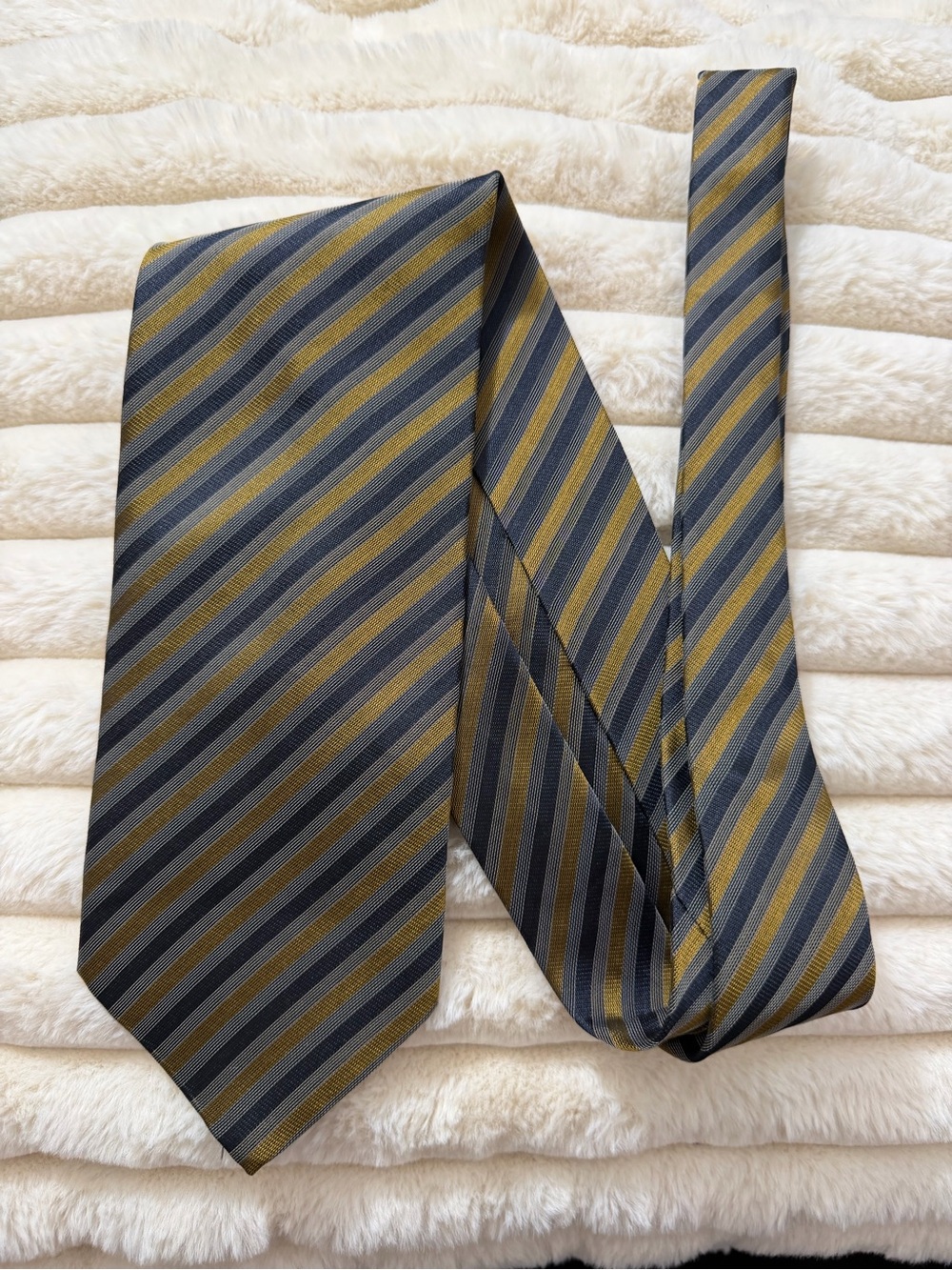 Armani Collezioni - Gray and Gold Striped Silk Tie